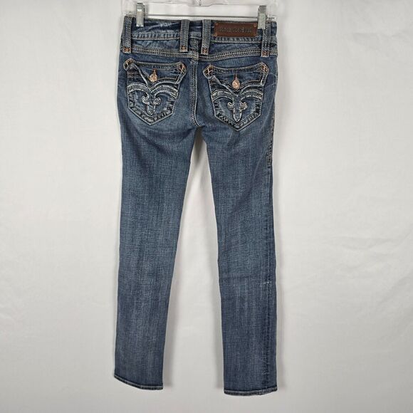 Rock Revival Jeans Women's 25 Blue Medium Wash Debbie Straight Leg - Picture 8 of 16